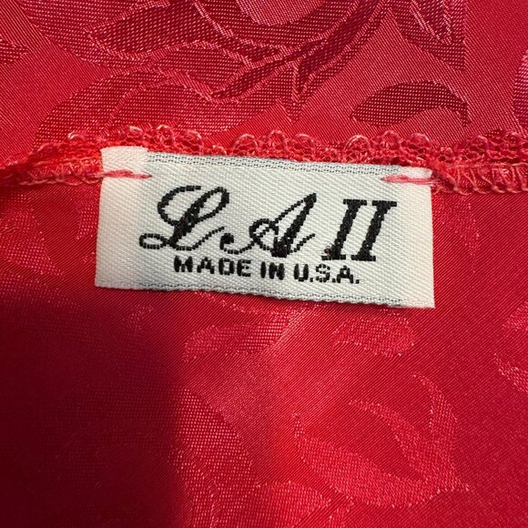 Jacquard Lace Slip Dress Womens Size Large Jacquard Hot Pink Satin Silky Vintage - Picture 4 of 8